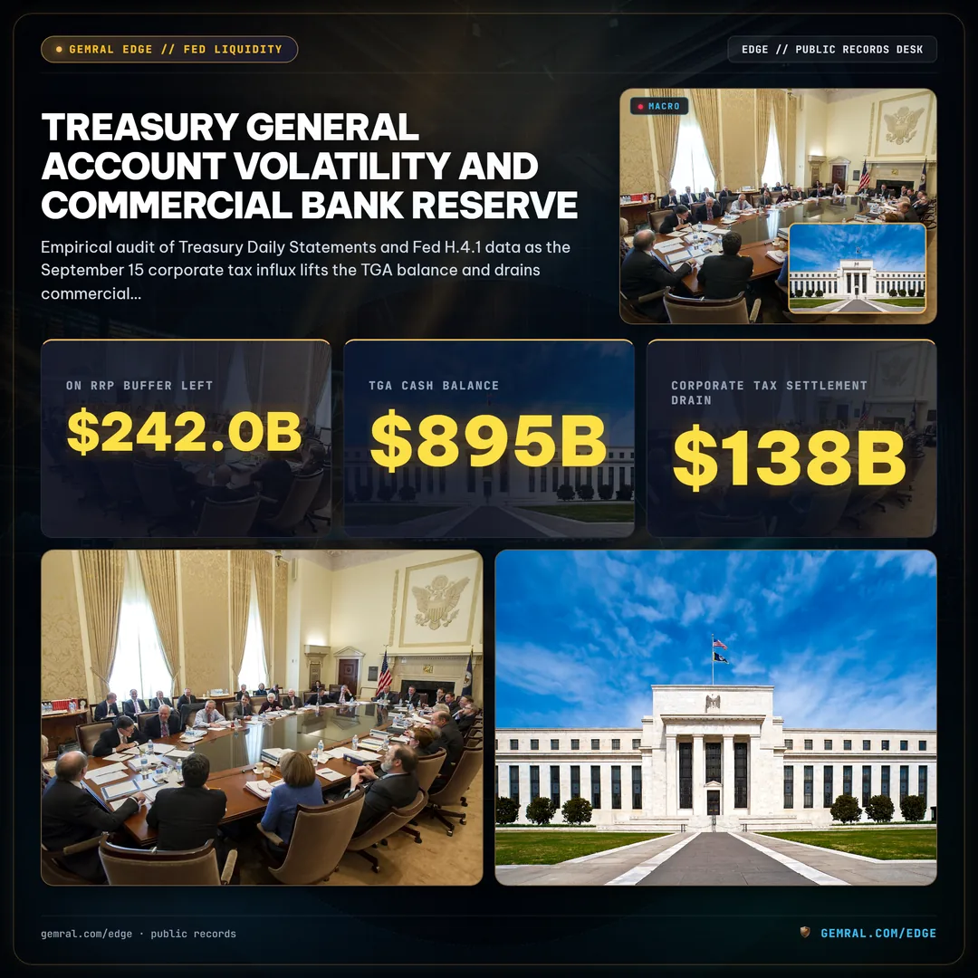 Treasury General Account Volatility and Commercial Bank Reserve Absorption: Quantifying Tax Date Liquidity Drains, Sovereign Issuance Surges, and Repo Market Elasticity in September 2026