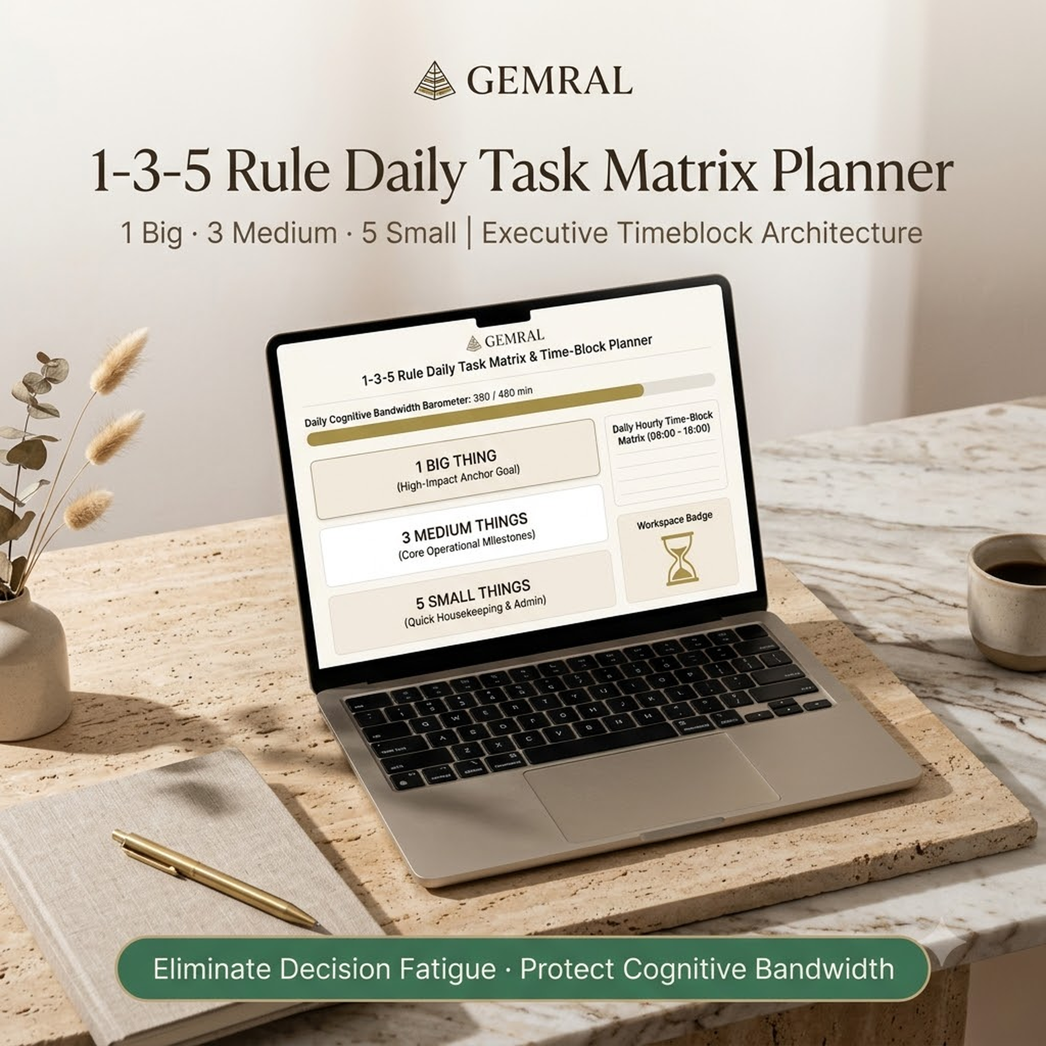 1-3-5 Rule Daily Task Matrix Planner and Priority Timeblock System