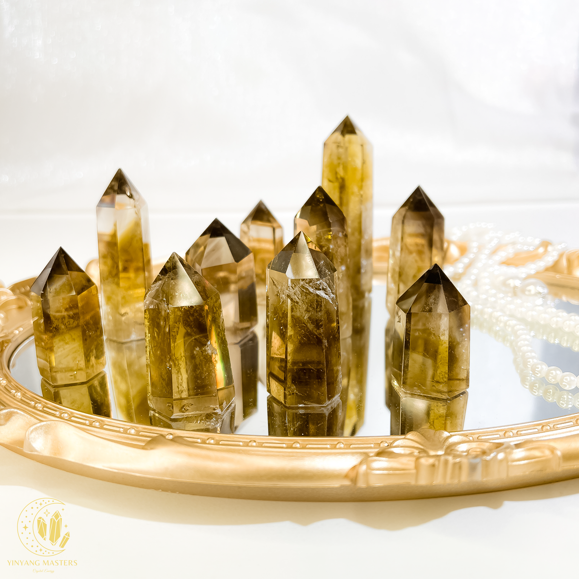 Huyền Kim Trụ — Trụ Đá Pyrite Thạch Anh Khói Giữ Tài