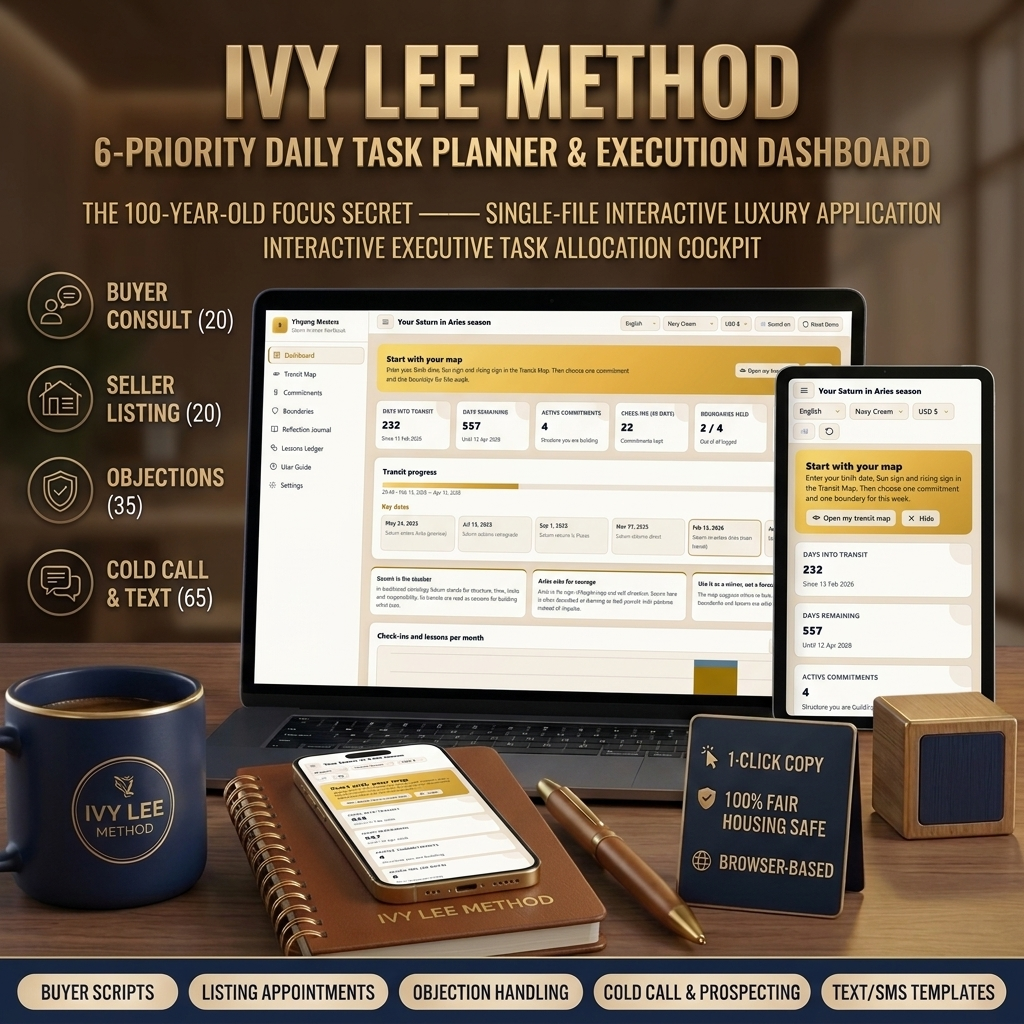 Ivy Lee Method 6-Priority Daily Task Planner & Execution Dashboard