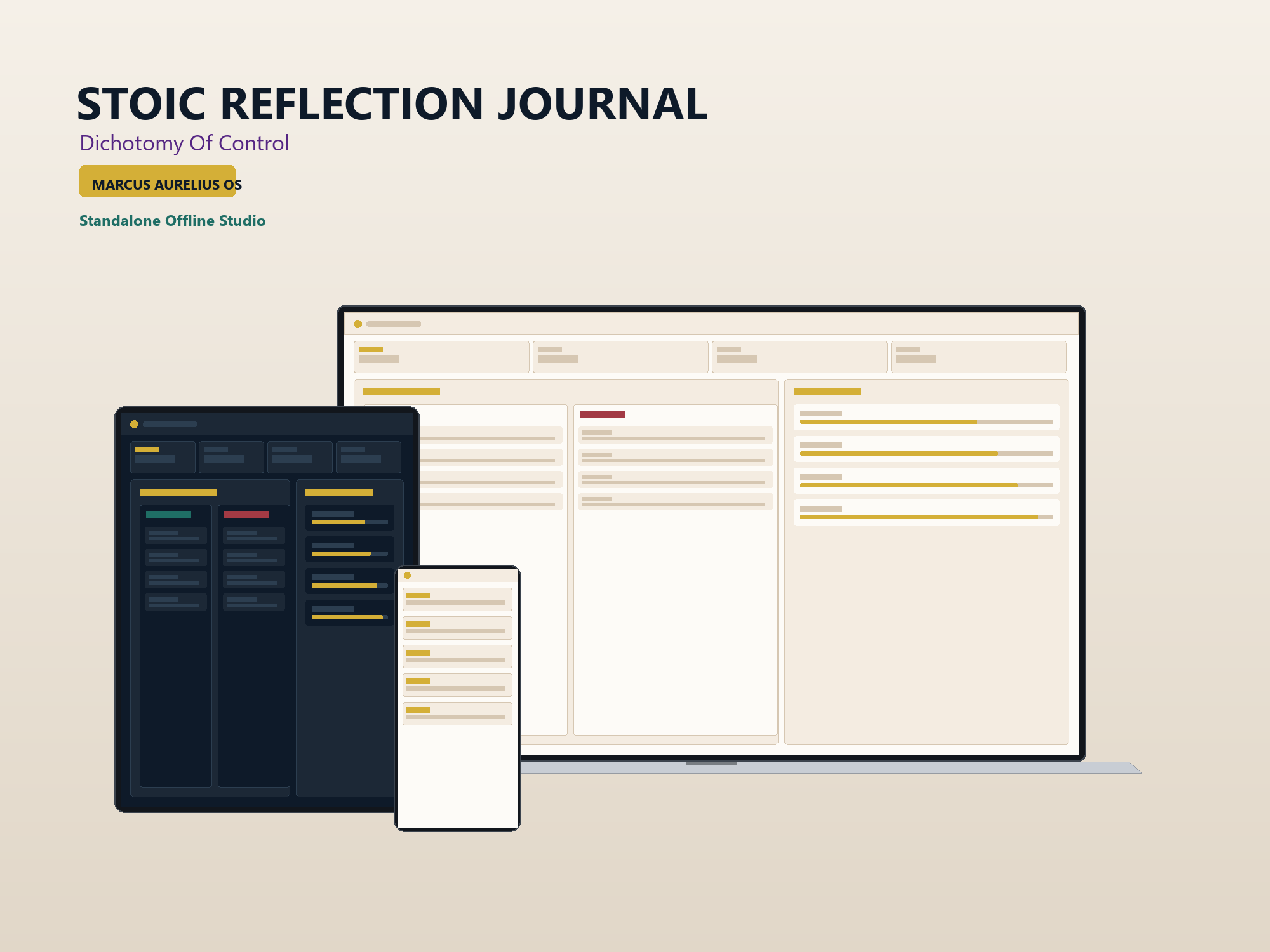 Marcus Aurelius Stoic Mindset & Dichotomy of Control Daily Reflection Interactive Journal