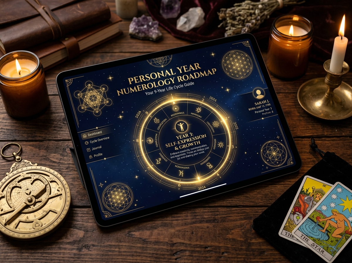 Personal Year Numerology Forecast & 9-Year Cycle Roadmap — Calculator, Goal Planner and Monthly Journal