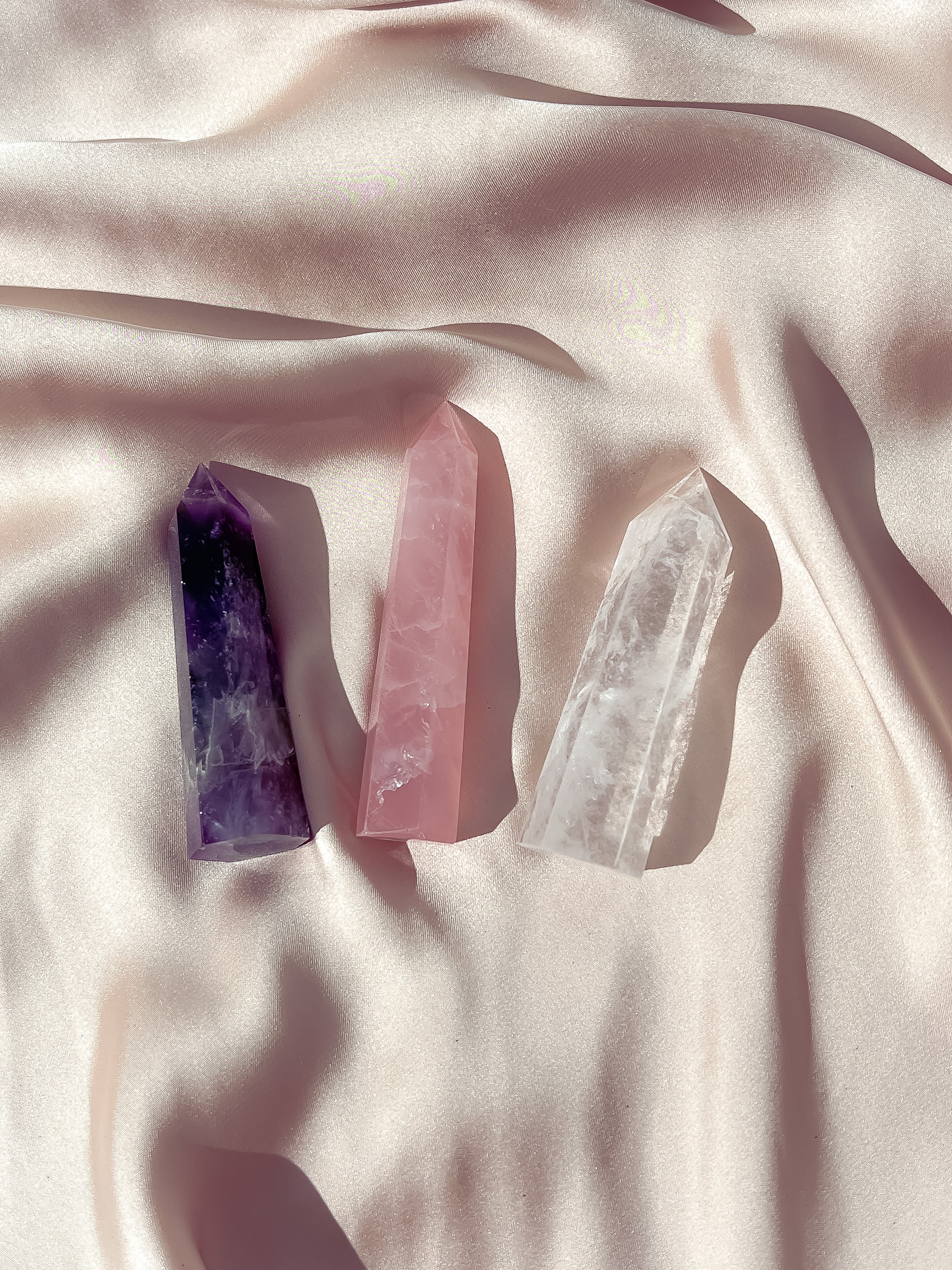 Trinity Harmony — Trio of Sacred Crystal Pillars
