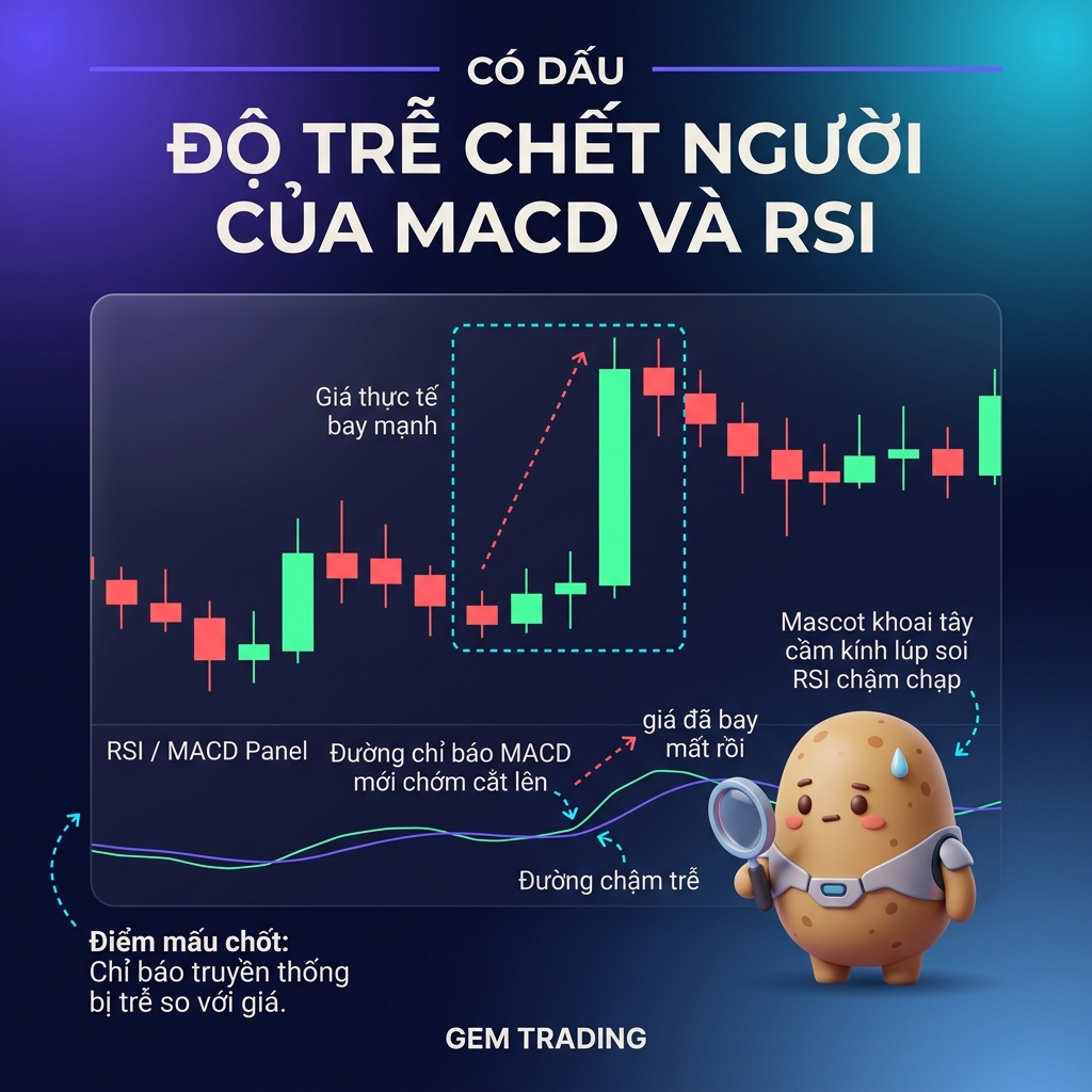 Sự chậm trễ của MACD và RSI