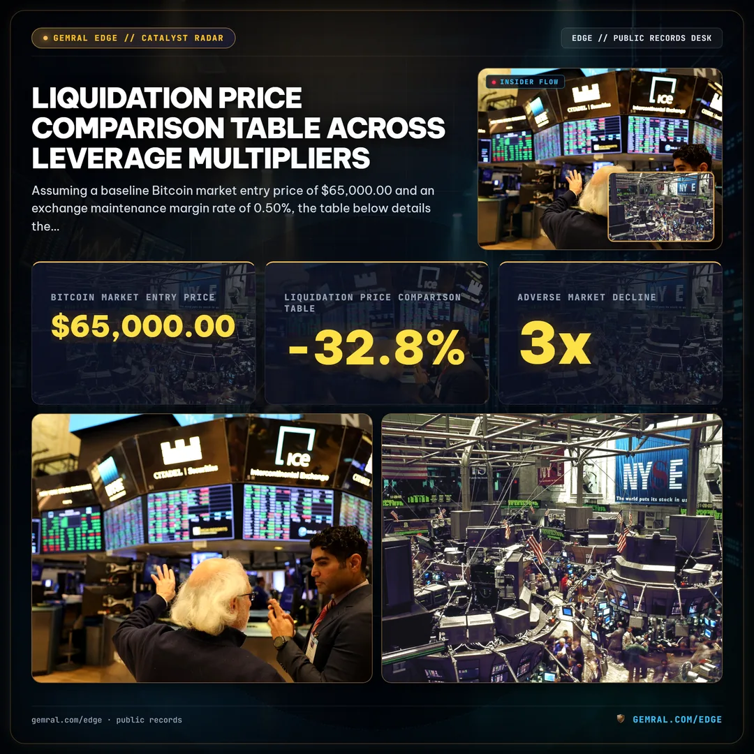 Liquidation Price Comparison Table Across Leverage Multipliers