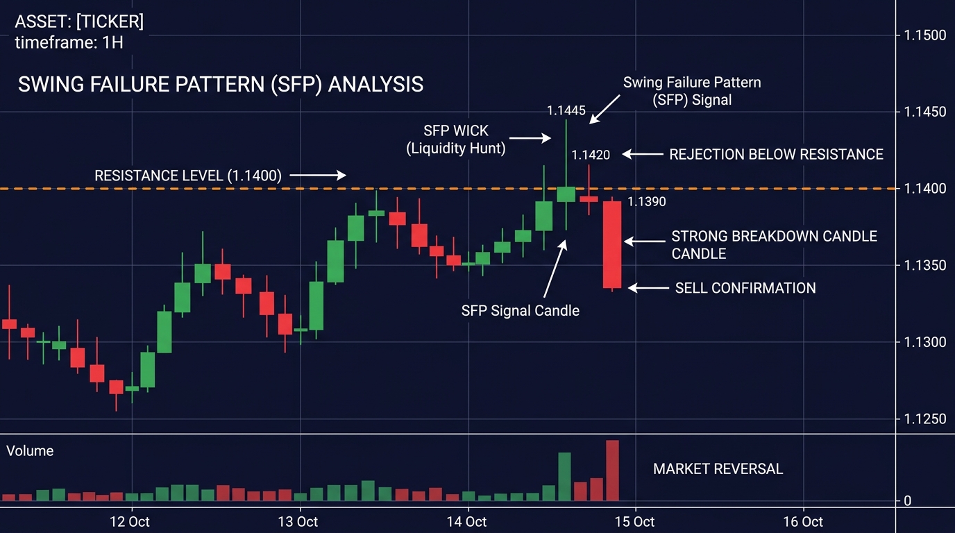 Mẫu hình Swing Failure Pattern SFP quét râu nến kháng cự