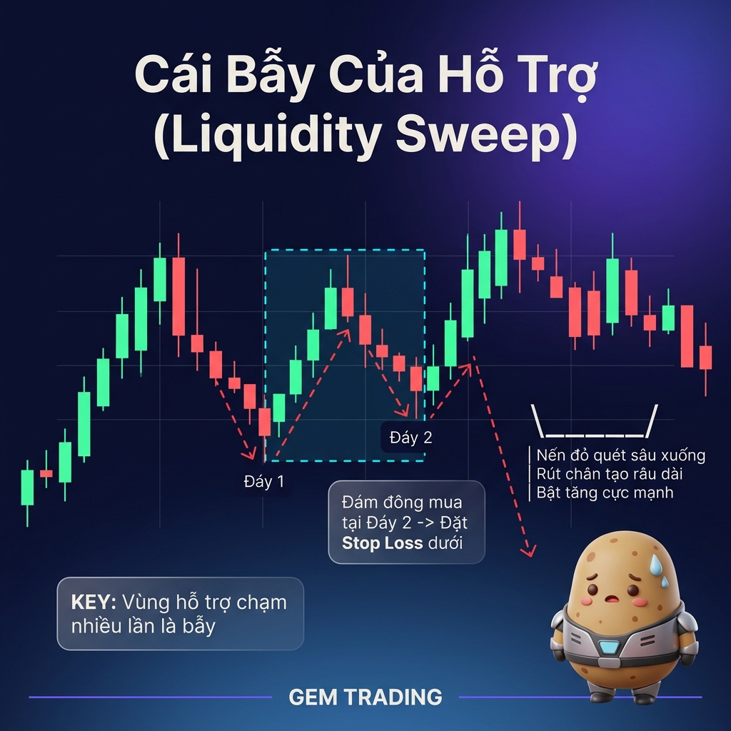 Cái Bẫy Của Hỗ Trợ (Liquidity Sweep)