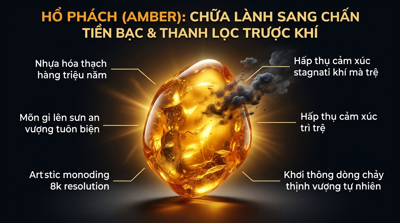 Hổ Phách hóa thạch hữu cơ chữa lành sang chấn tiền bạc
