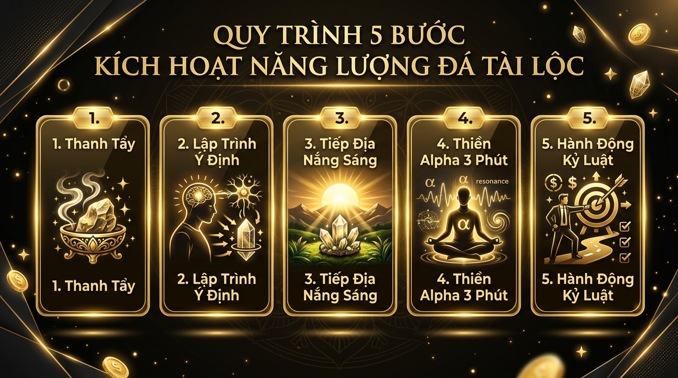Quy trình 5 bước kích hoạt năng lượng đá tài lộc