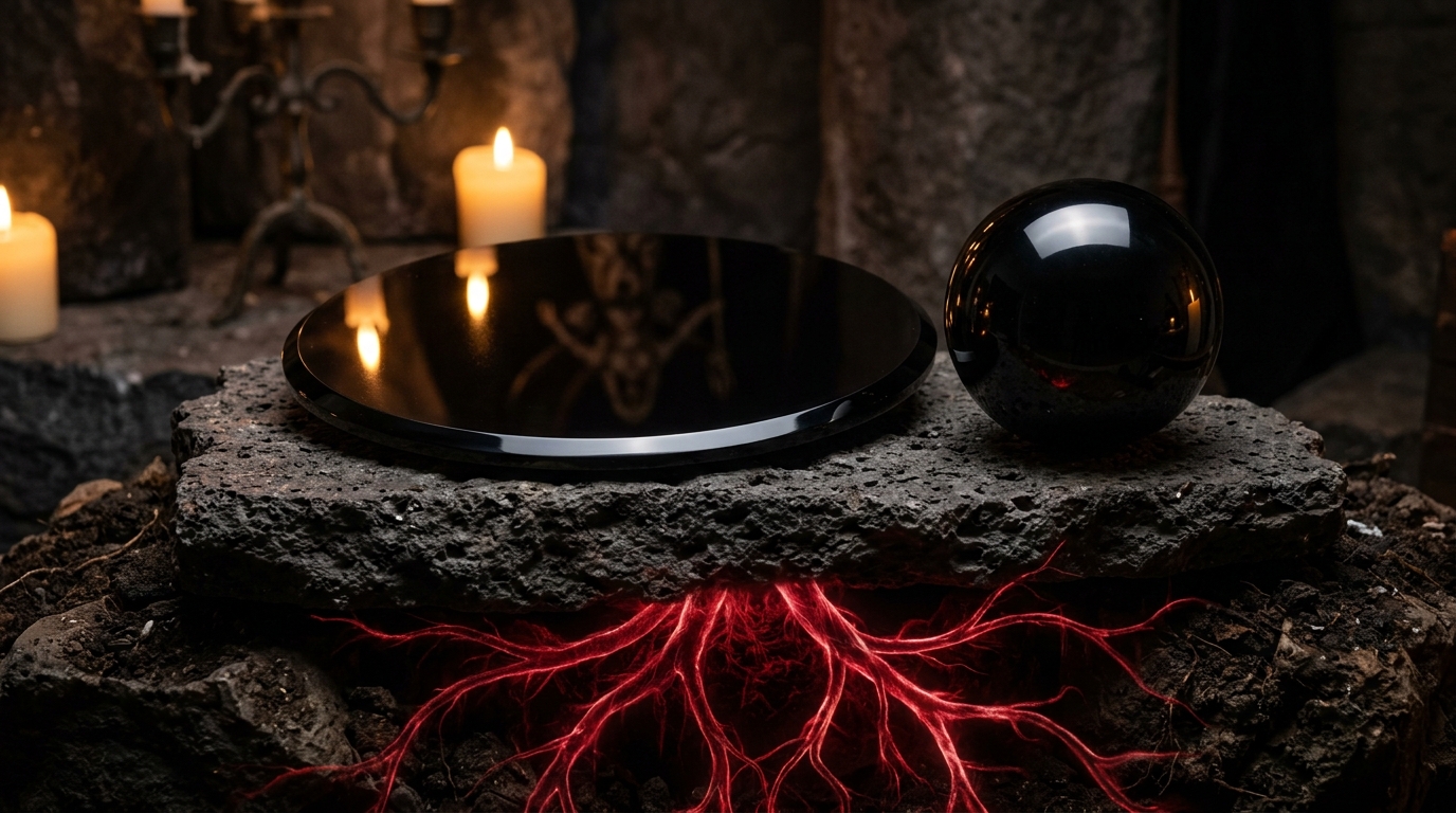Đĩa đá Obsidian đen bóng như gương cắt đứt tà niệm và neo giữ luân xa gốc