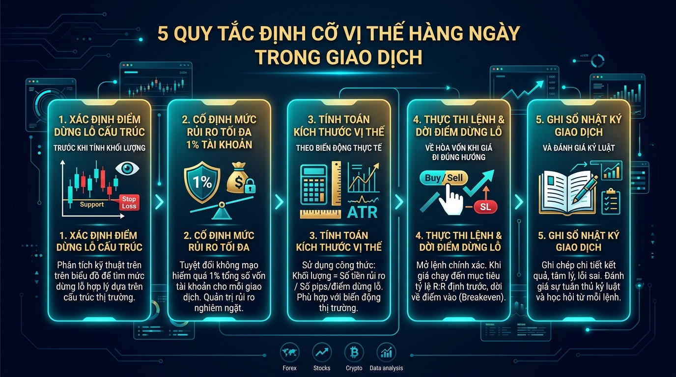 Quy Trình 5 Bước Định Cỡ Vị Thế Hàng Ngày