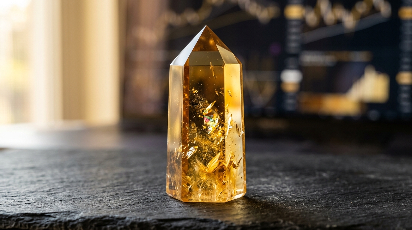 Hoàng Kim Trụ Citrine Cho Bàn Giao Dịch