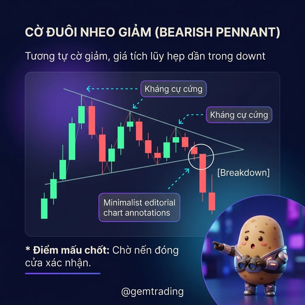Cờ Đuôi Nheo Giảm (Bearish Pennant)