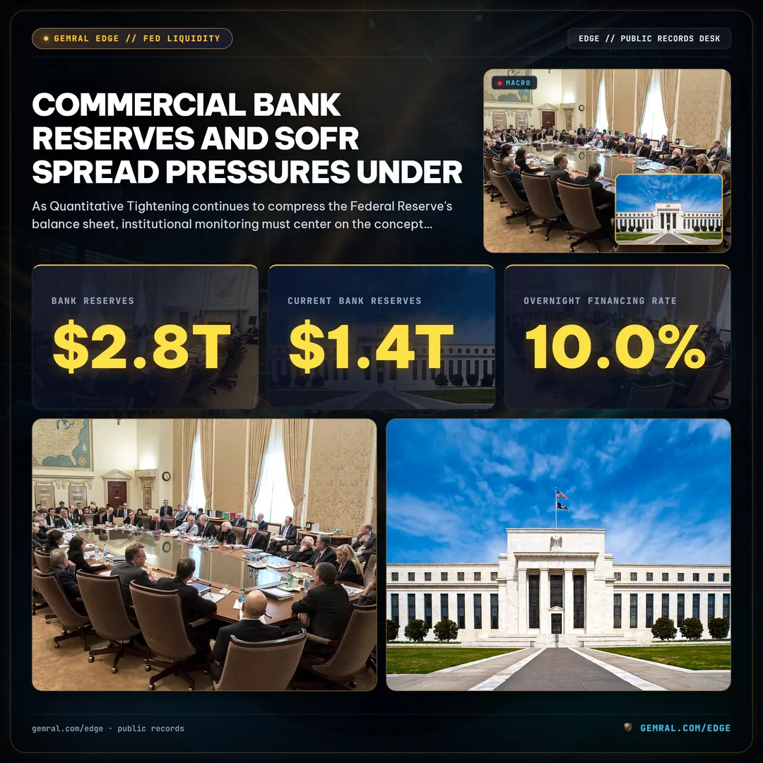 Commercial Bank Reserves and SOFR Spread Pressures Under