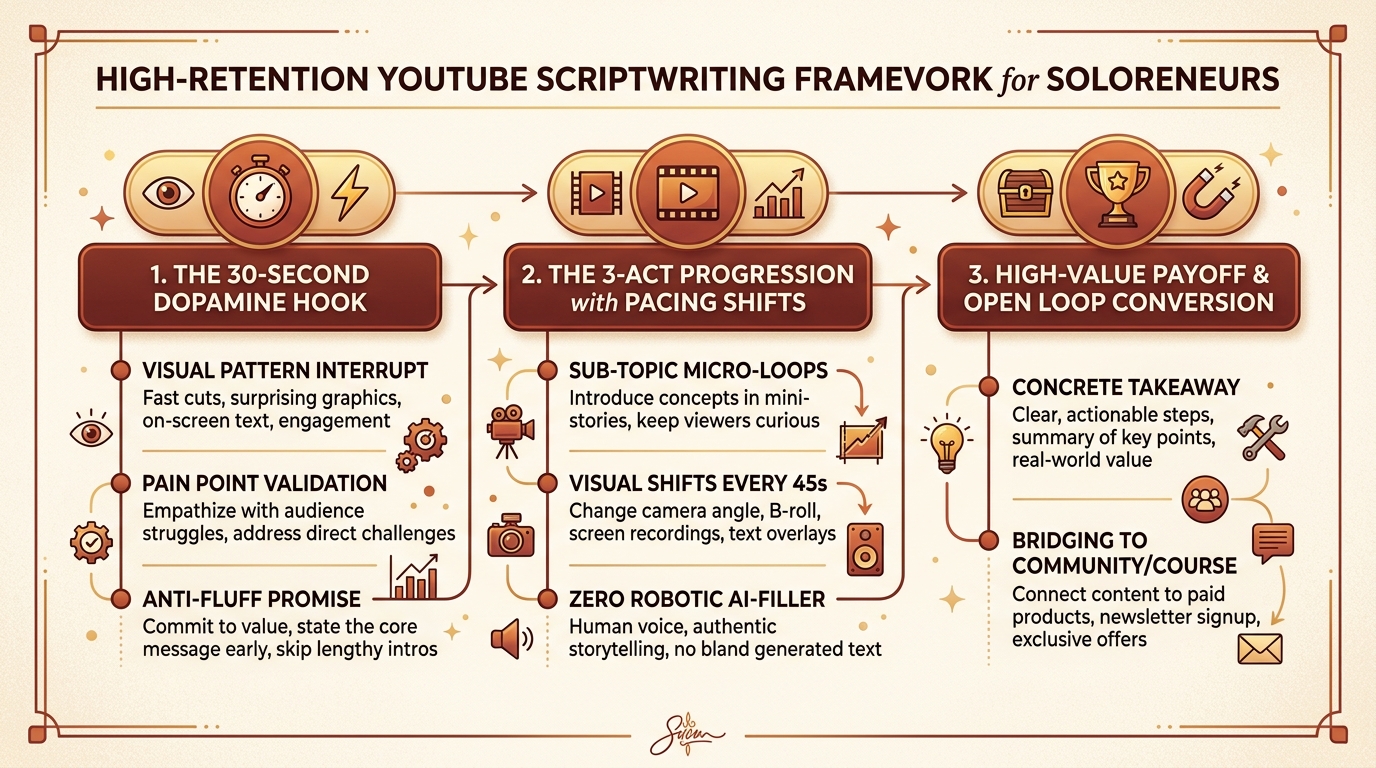 Infographic Khung Kịch Bản Giữ Chân Người Xem Cho Solopreneur