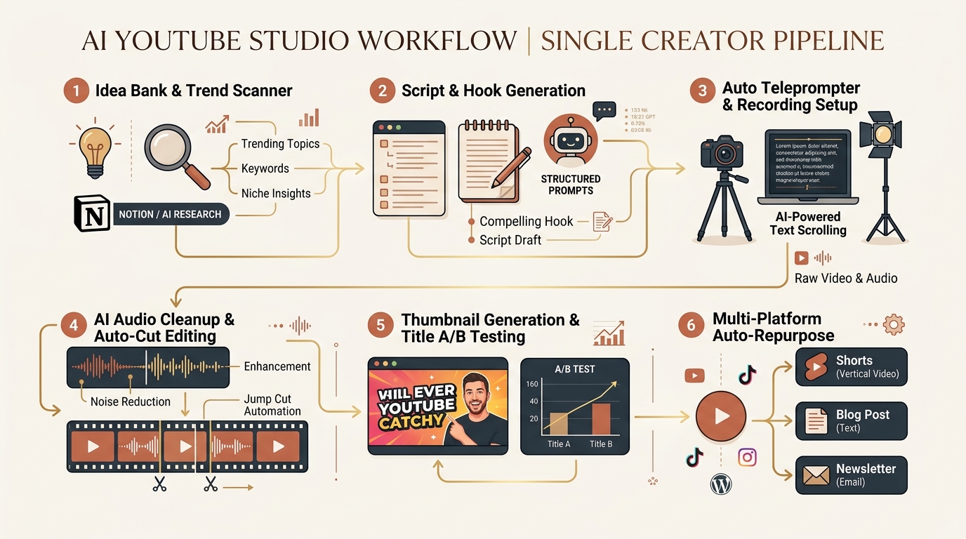 Sơ Đồ Quy Trình Tự Động Hóa Sản Xuất Video YouTube Cho Solopreneur