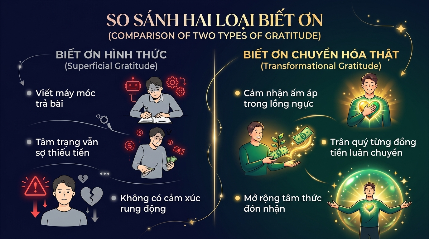 So Sánh Biết Ơn Hình Thức Và Biết Ơn Chuyển Hóa Thật