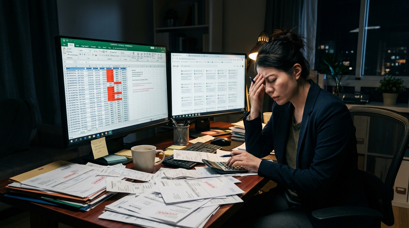 Áp lực nhập liệu và đối soát sổ sách tài chính thủ công ở Solopreneur