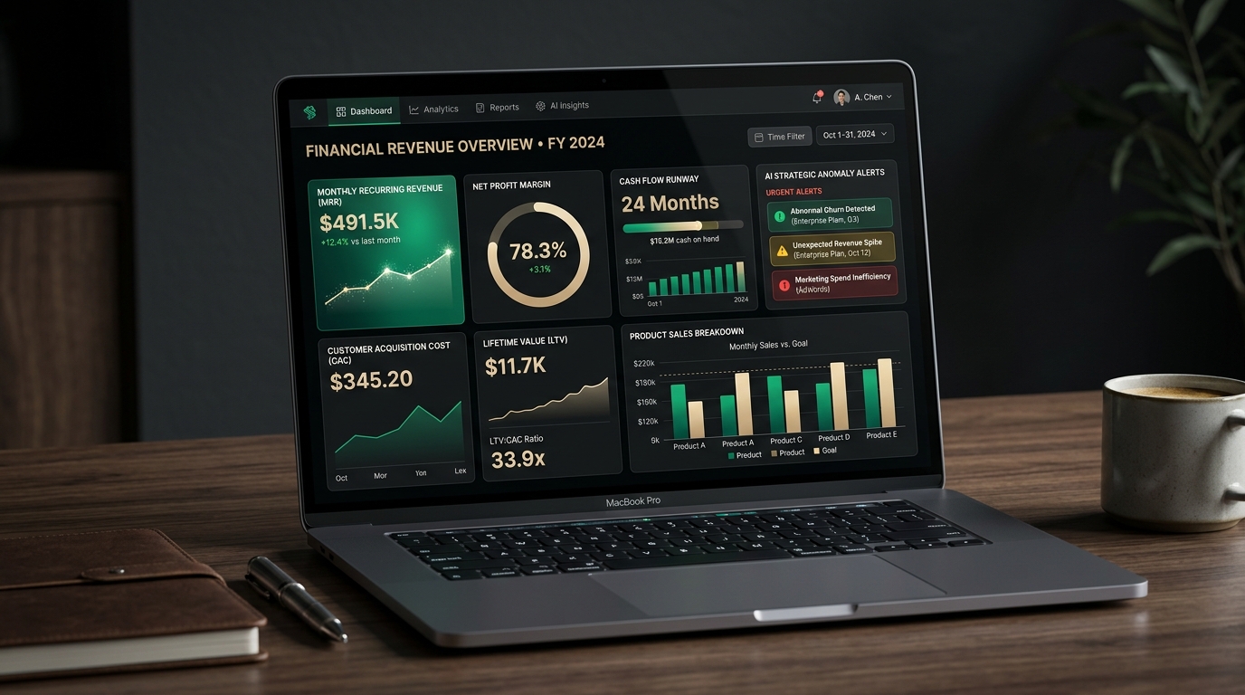 Giao diện Dashboard tài chính thời gian thực dành cho Solopreneur