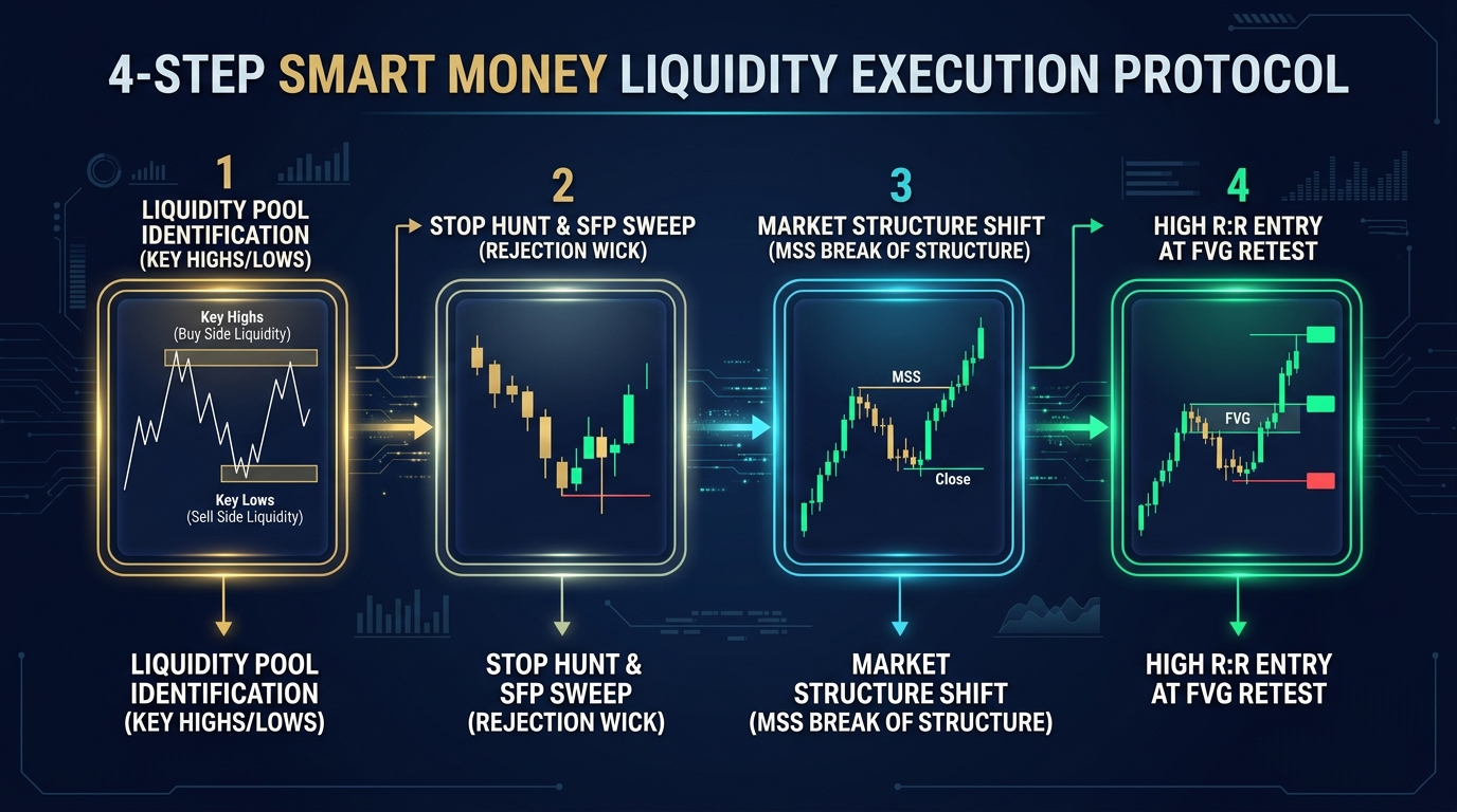 Quy trình 4 bước giao dịch Smart Money Liquidity Execution Protocol