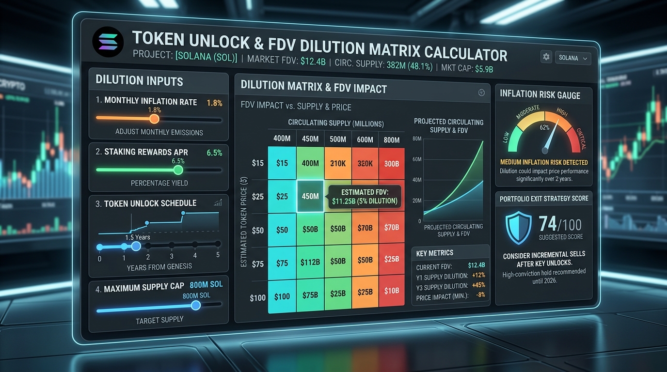 Máy Tính Ma Trận Pha Loãng Tokenomic Và FDV Trực Quan