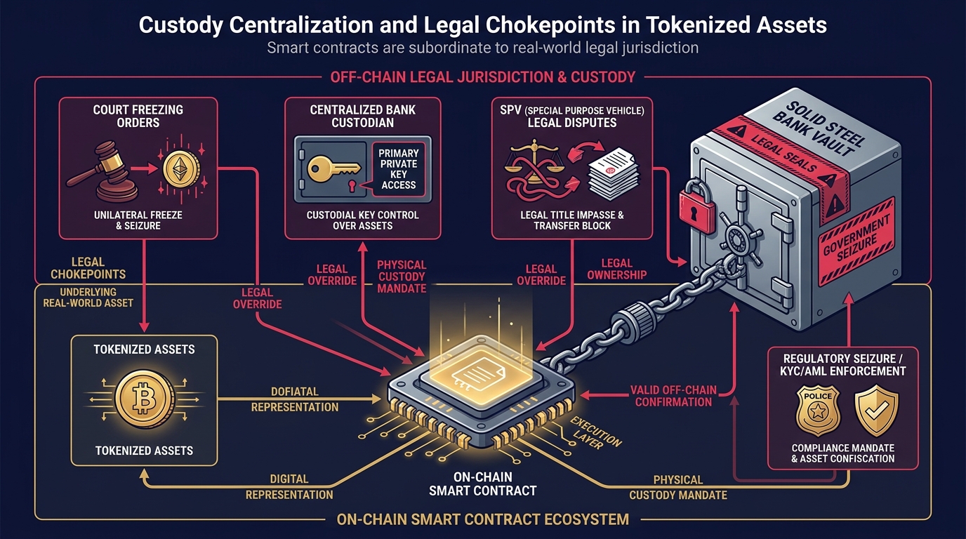 Custody centralization chokepoints and legal jurisdiction risks