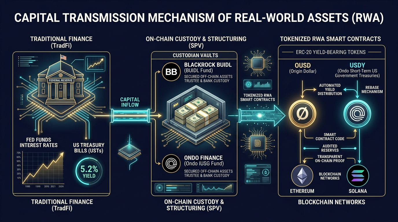 Capital transmission mechanism from Fed interest rates to RWA smart contracts