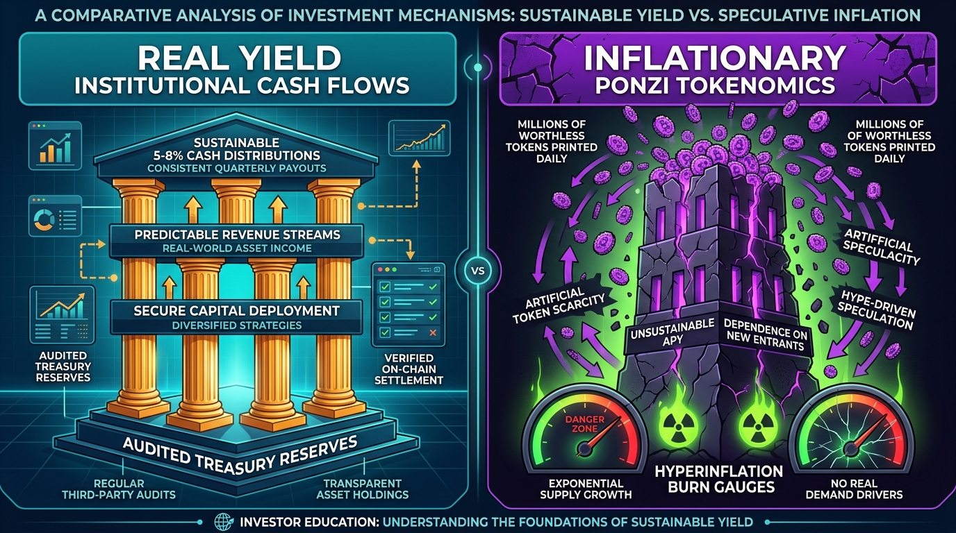 So sánh lợi suất thực tế và bong bóng lạm phát đa cấp token