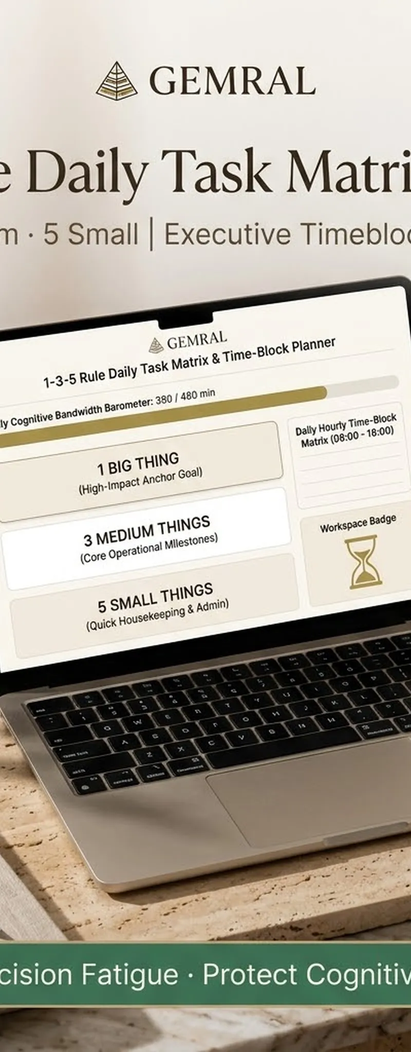 1-3-5 Rule Daily Task Matrix Planner and Priority Timeblock System