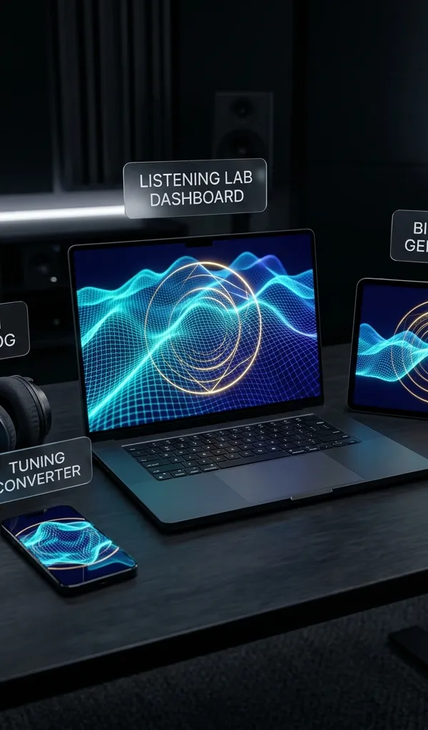 Phòng Nghe Thử 432 Hz vs 440 Hz & Sổ Theo Dõi Binaural — Tự Mình Kiểm Chứng