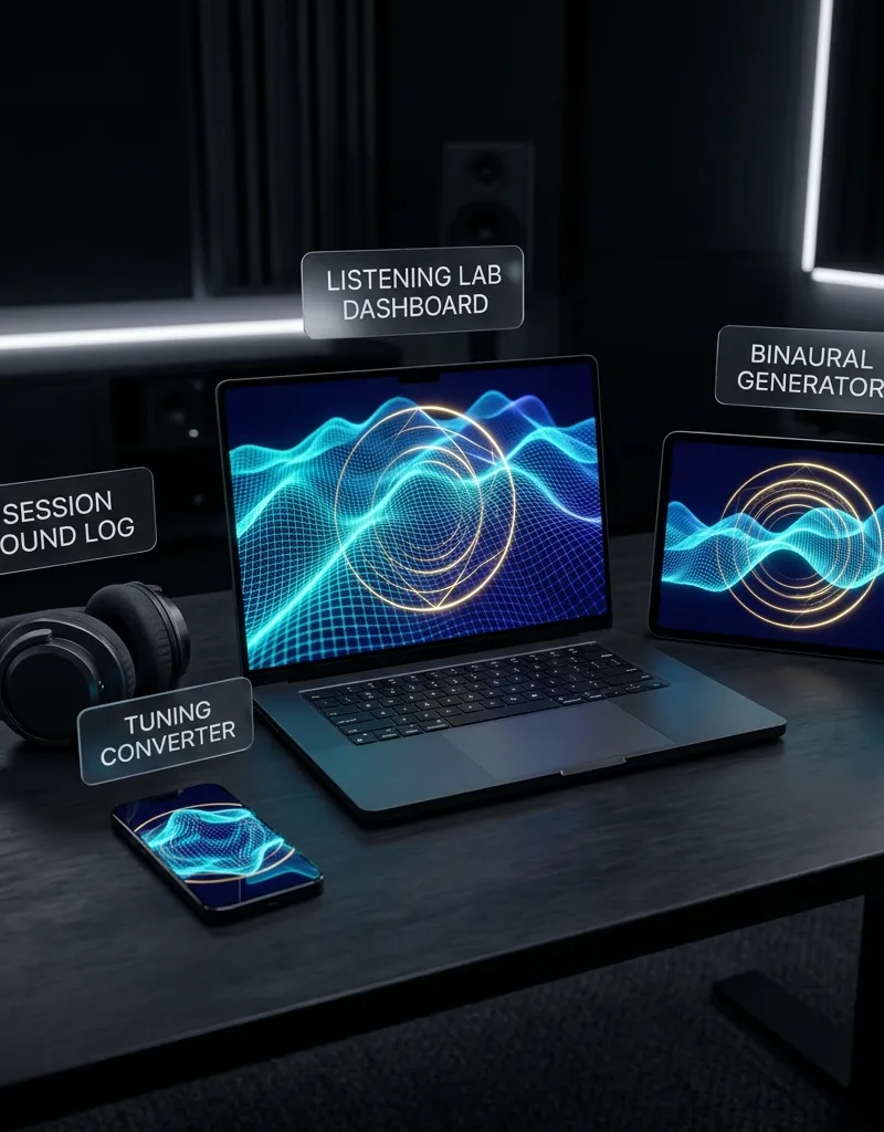 Phòng Nghe Thử 432 Hz vs 440 Hz & Sổ Theo Dõi Binaural — Tự Mình Kiểm Chứng