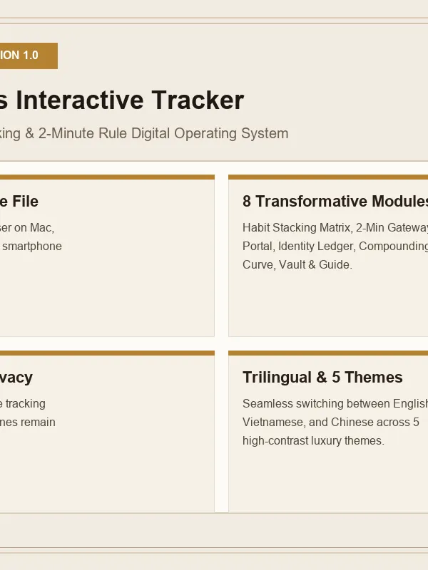 Atomic Habits Habit Stacking & 2-Minute Rule Interactive Tracker Dashboard
