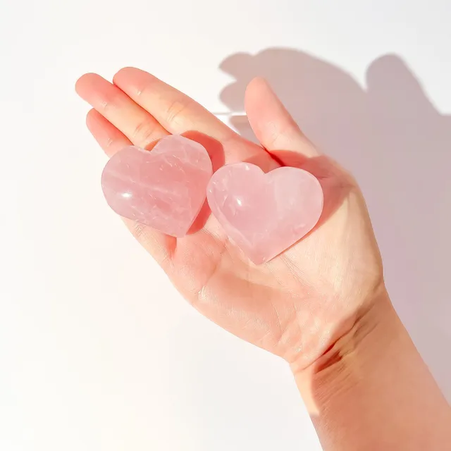 Twin Destiny — Natural Rose Quartz Hearts Duo