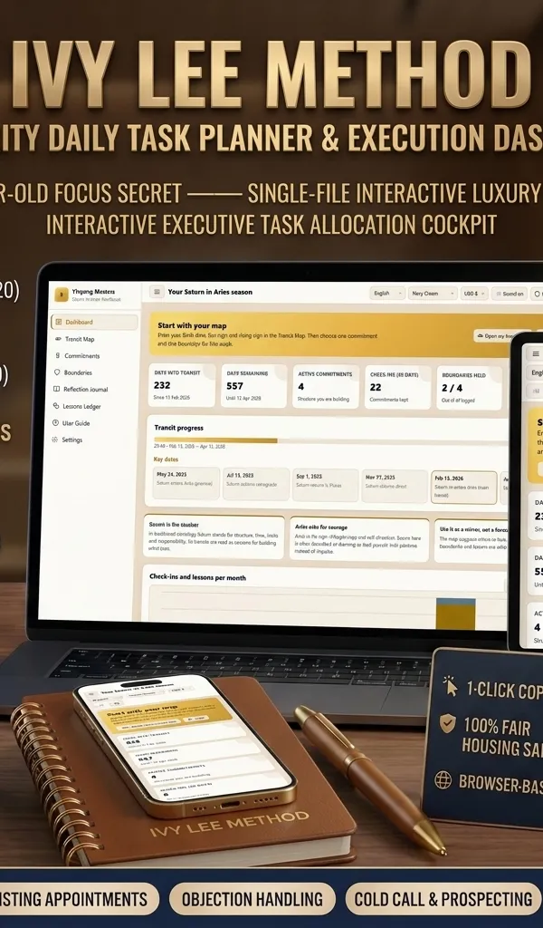 Ivy Lee Method 6-Priority Daily Task Planner & Execution Dashboard