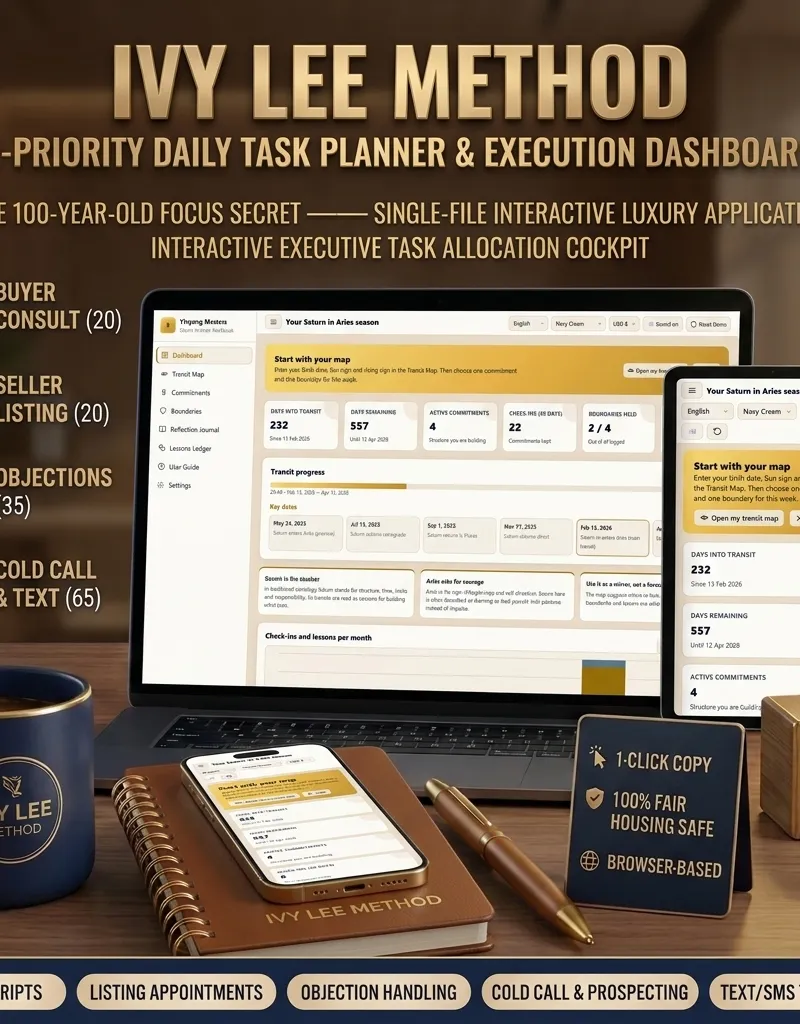 Ivy Lee Method 6-Priority Daily Task Planner & Execution Dashboard