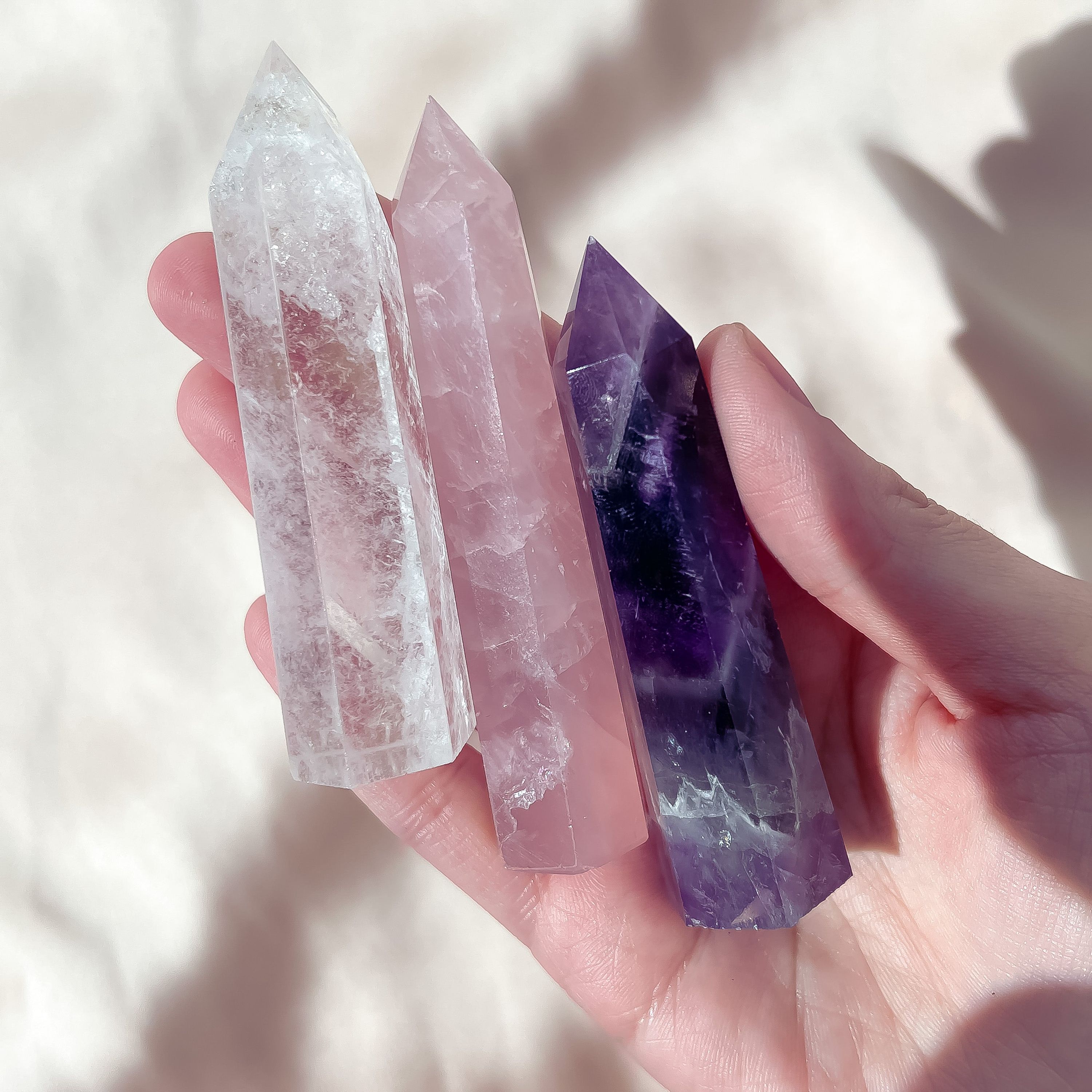 Trinity Harmony — Trio of Sacred Crystal Pillars