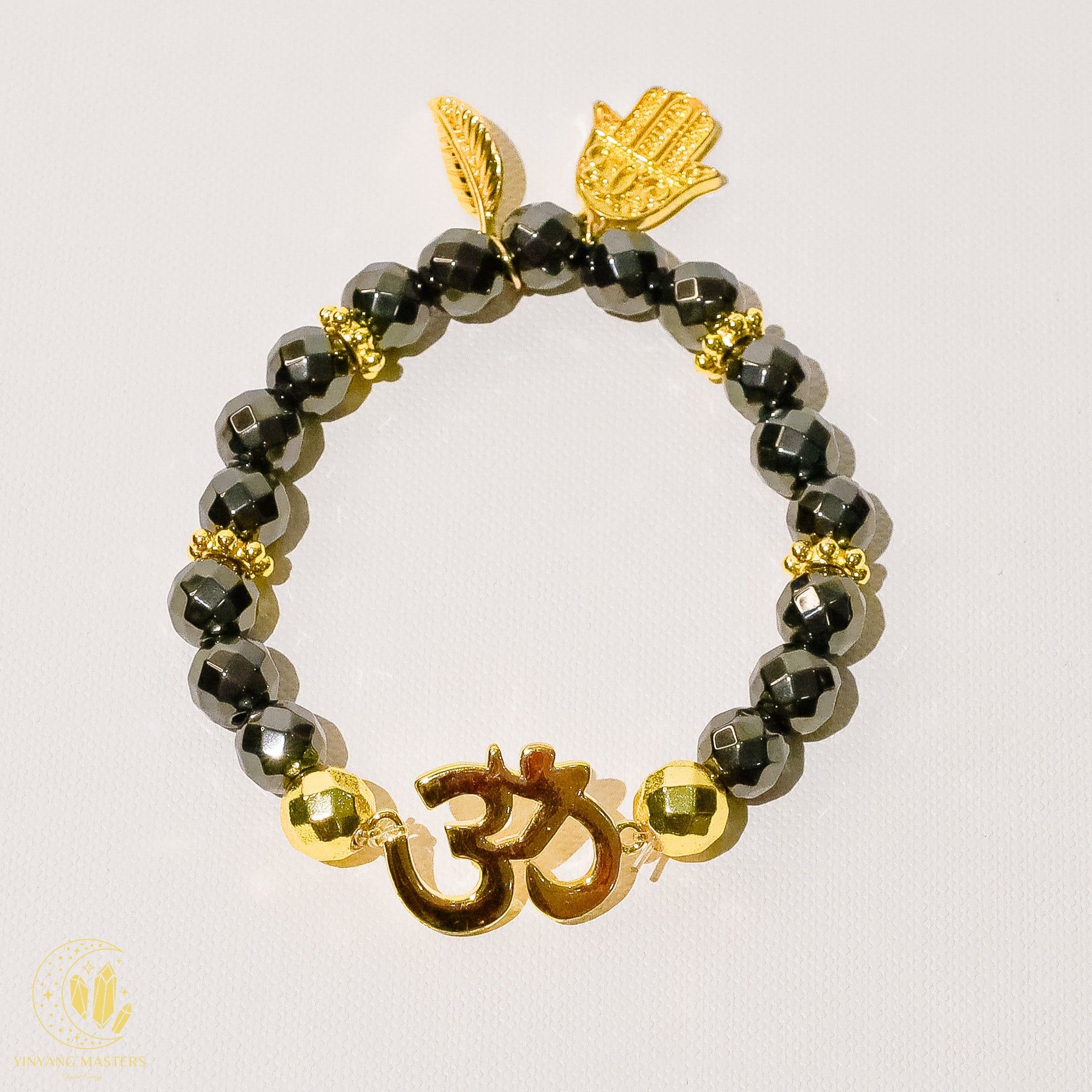 Cosmic Sound — Hematite OM Resonance Bracelet